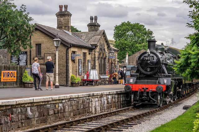 A steam train at Oakworth station on the Keighley & Worth Valley Railway. (Charlotte Graham).