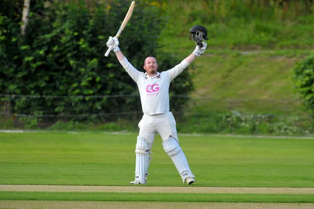 Stephen Peter Wilkinson went on the attack for Horsforth Hall Park against Tong Park Esholt in Division Two of the Aire-Wharfe League, hitting 15 fours and 4 sixes in his 113. Picture: Steve Riding.