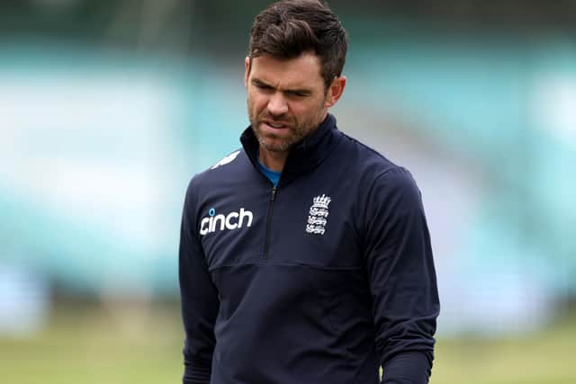 England's James Anderson during Tuesday's nets session at the Kia Oval Picture: Steven Paston/PA
