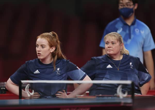 MEDAL CLINCHED: Todmorden's Megan Shackleton, left, and Barnsley's Susan Bailey Picture: imagecomms/ParalympicsGB/PA