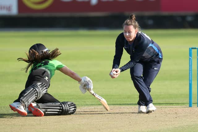Northern Diamonds' Linsey Smith takes a caught and bowled of Western Storm's Nat Wraith (Picture: SWPix.com)