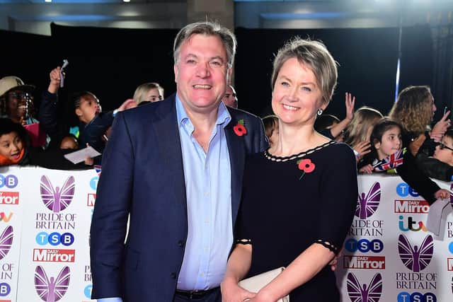 Ed Balls and his wife Yvette Cooper in 2017. Picture: Ian West/PA.