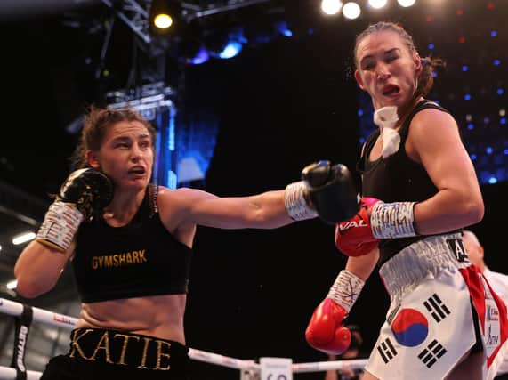 UNDISPUTED: Katie Taylor in action against Jennifer Han. Picture: Mark Robinson/Matchroom Boxing.
