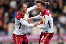 Bradford City's Elliot Watt (right) celebrates with Callum Cooke after scoring their side's first goal against Walsall (Picture: Zac Goodwin/PA)