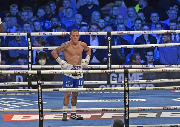 Where now?: Josh Warrington cuts a disconsolate figure after his grand homecoming at Headingley ends in an anti-climatic technical draw following an accidental clash of heads. (Picture: Steve Riding)