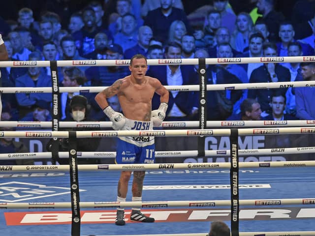 Where now?: Josh Warrington cuts a disconsolate figure after his grand homecoming at Headingley ends in an anti-climatic technical draw following an accidental clash of heads. (Picture: Steve Riding)