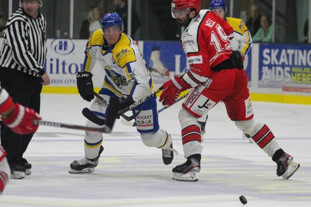 Leeds Knights' Cole Shudra, pictured during Sunday's 4-3 loss at home to Swindon. picture courtesy of Kat Medcroft/Swindon Wildcats.