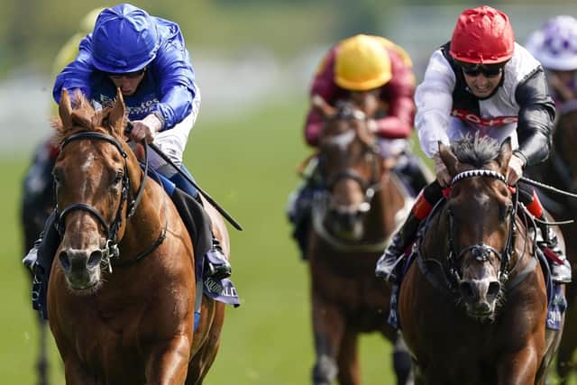 This was Hurricane Lane (left) winning York's Dante Stakes in May under William Buick.