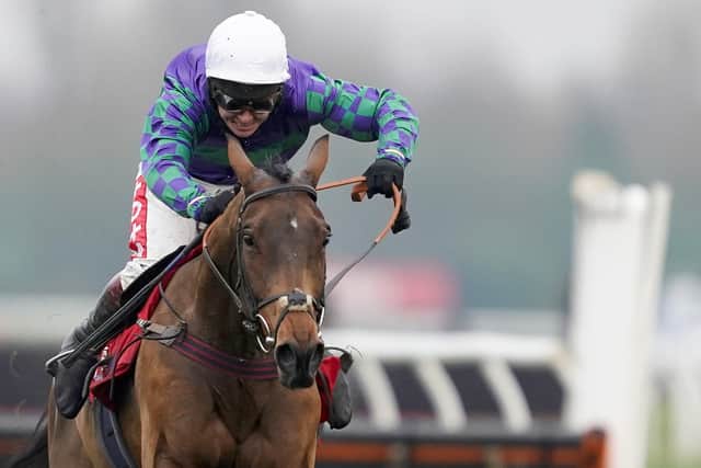 Thyme Hill ridden by Richard Johnson wins The Ladbrokes Long Distance Hurdle at Newbury. The horse then won at Aintree a week after Johnson's retirement.