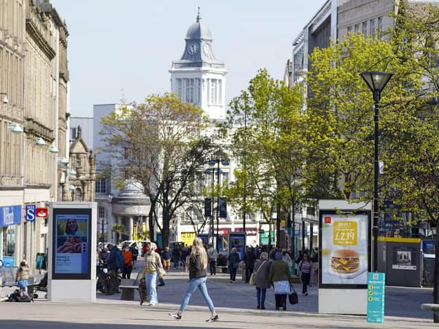 Footfall in Sheffield city centre is still more than 40 per cent down on pre-pandemic levels. Picture: Scott Merrylees.