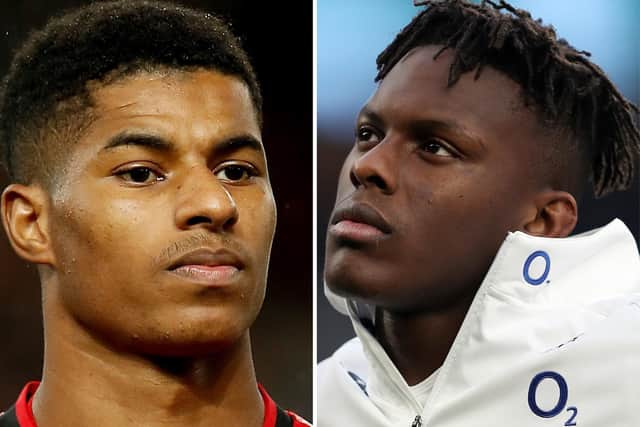 File photos of (from the left) Marcus Rashford and Maro Itoje. Education Secretary Gavin Williamson said he had met England footballer Rashford online when he had in fact met rugby player Itoje, it has been reported.