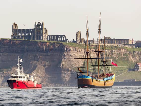 The arrival of the HMS Endeavour replica to Whitby in 2018 has been cited in a new report of how to make a success of Yorkshire's coastal heritage. Picture: Danny Lawson/PA
