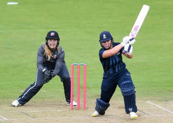 Bess Heath of the Northern Diamonds hits out against Thunder. Picture: Will Palmer/SWpix.com