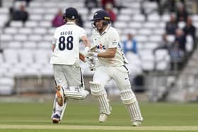 Yorkshire's Harry Brook and Gary Ballance run between the wickets. Picture: Paul Currie/SWpix.com