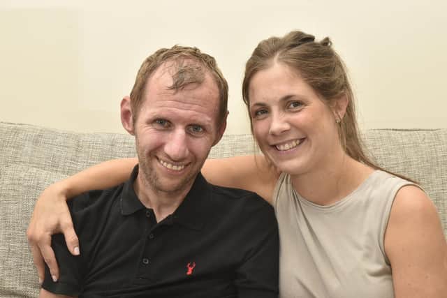 Rob Burrow and his wife Lindsey at their Pontefract home.