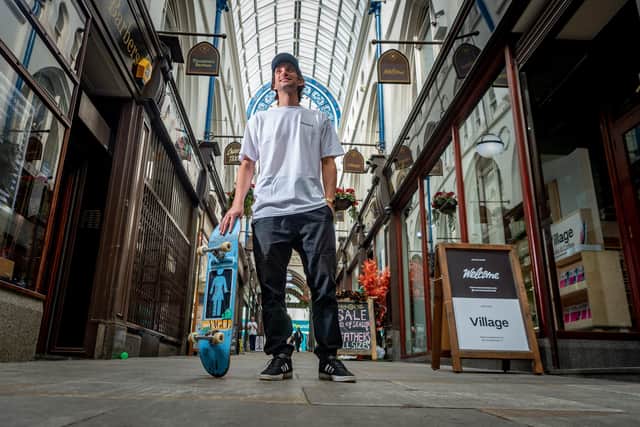 Tom Brown, Co-owner of Welcome Skate Store, Thorntons Arcade, Leeds. Picture James Hardisty