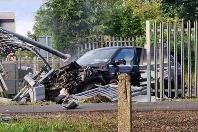 Michael Rochford's Range Rover after the collision