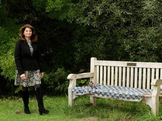 A bench was placed in memory of Manhar Patel, Daxa's father, at Golden Acre Park in Leeds.