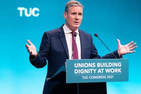 Labour leader Sir Keir Starmer speaking at the TUC congress in London.
