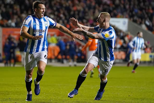 Huddersfield Town's Jonathan Hogg celebrates scoring their side's third goal of the game.