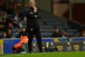 Hull City head coach Grant McCann pictured on the touchline at Blackburn Rovers. Picture: Bruce Rollinson.
