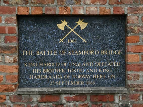 The Battle of Stamford Bridge memorial. Picture: Jonathan Gawthorpe.
