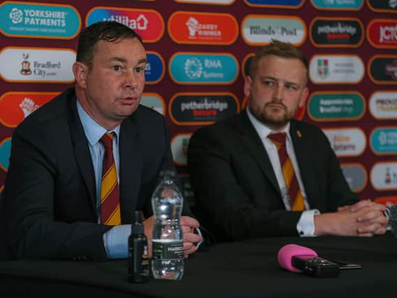 RETHINK: Manager Derek Adams will take Bradford City's recruitment in a new direction, supported by chief executive Ryan Sparks