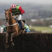 Danny Cook riding Definitly Red clear the last to win  the Cotswold Chase at Cheltenham in January 2018.