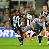 Leeds United's Patrick Bamford is blocked off by the Newcastle United defence.  Picture Bruce Rollinson
