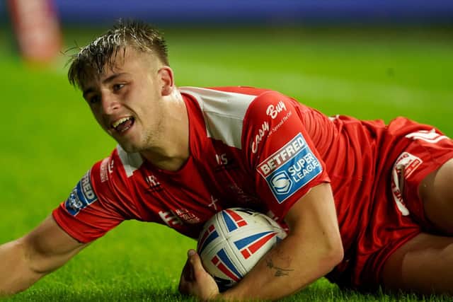 Hull Kingston Rovers' Mikey Lewis scores a try during the Betfred Super League match at Emerald Headingley Stadium (Pictures: Mike Egerton/PA Wire)