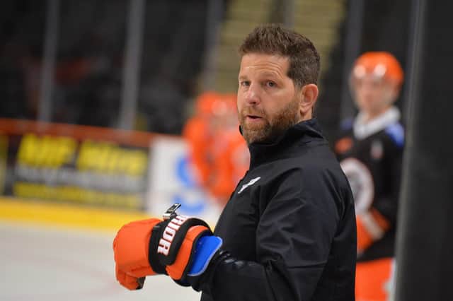 BACK AT IT: Sheffield Steelers' head coach Aaron Fox at practice earlier this week ahead of the weekend's double-header against Nottingham Panthers. Pictures courtesy of Dean Woolley/Steelers.