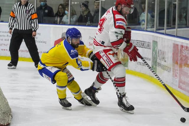LEADING ROLE: Leeds Knights defenceman Sam Zajac in action against Swindon Wildcats. Picture courtesy of Kat Medcroft/WildcatsMedia.
