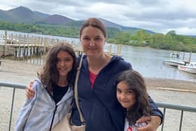 Sarah  Cardwell with her daughters with Lucy, 10 and Ellie, seven