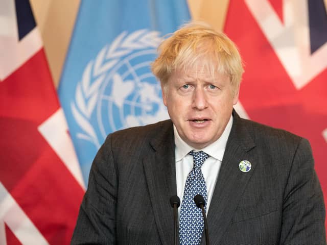 Prime Minister Boris Johnson addresses the media at the United Nations General Assembly after meeting with UN Secretary General, António Guterres in New York during his visit to the United States.(PA/Stefan Rousseau)