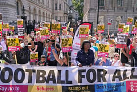 Library image of Diane Abbott (centre right) with protestors during a Stand Up to Racism taking the knee event outside Downing Street in London in solidarity with England players Marcus Rashford, Jadon Sancho and Bukayo Saka. Picture; PA