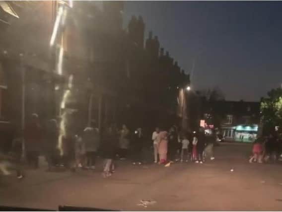 A large group of people were seen holding a party in the middle of a Doncaster street.