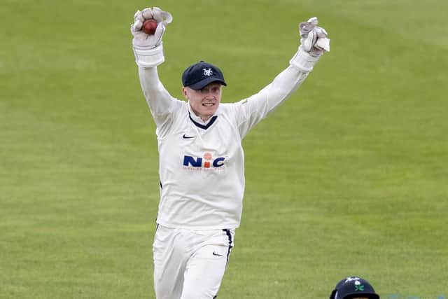 Yorkshire wicketkeeper Harry Duke. (Photo by Andy Kearns/Getty Images)