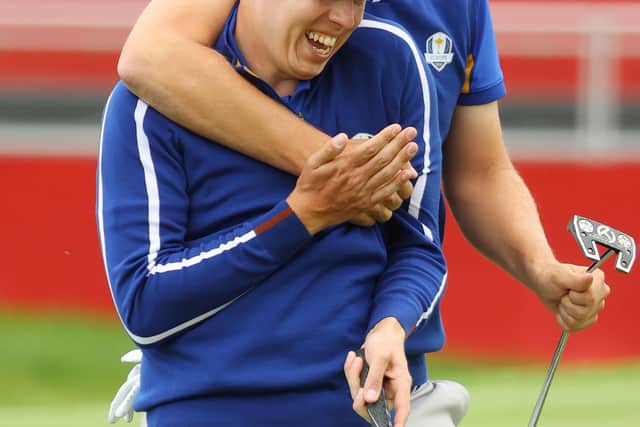Sheffield's Matt Fitzpatrick enjoys warm-ups with team-mate (Picture: Getty Images)