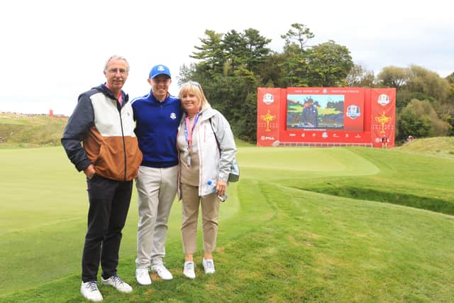 Family time: Sheffield’s Matt Fitzpatrick with parents Russell and Susan Fitzpatrick at Whistling Straits ahead of the Ryder Cup. (Picture: Getty Images)