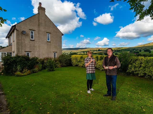 Ex-US Army pilot,Steven L Wright with his wife Suzanne at their home in the Yorkshire Dales.