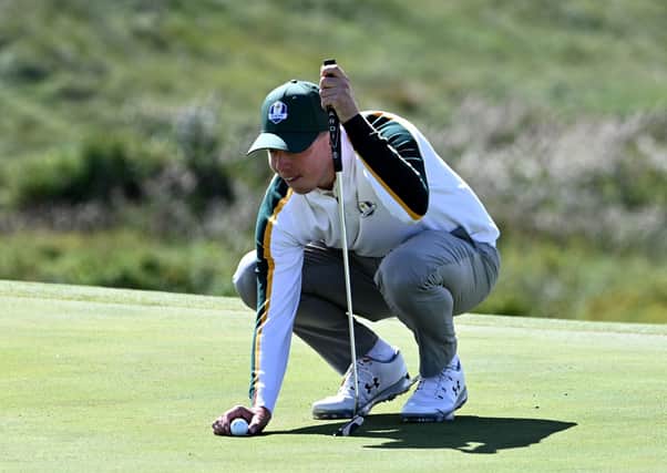 Team Europe's Matthew Fitzpatrick on the 10th green at Whistling Straits Picture: Anthony Behar/PA