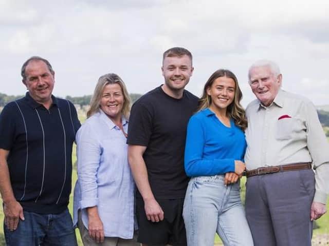 Niamh Sedgwick, who recovered from childhood cancer. From the left, dad Ian Sedgwick, mum Marie Sedgwick, boyfriend Daniel Fox, Niamh Sedgwick and grandad Godfrey Hone.
