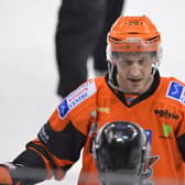 NICE TO SEE YOU, TO SEE YOU, NICE: Sheffield Steelers' captain, Jonathan Phillips was delighted to be playing in front of fans once again. Picture courtesy of Dean Woolley