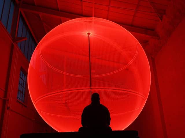 Richard Wheater pictured with the Sphere by the artist Fred Tschida. (Simon Hulme).