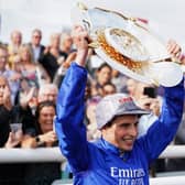This was William Buick celebrating the St Leger win of Hurricane Lane earlier this month.