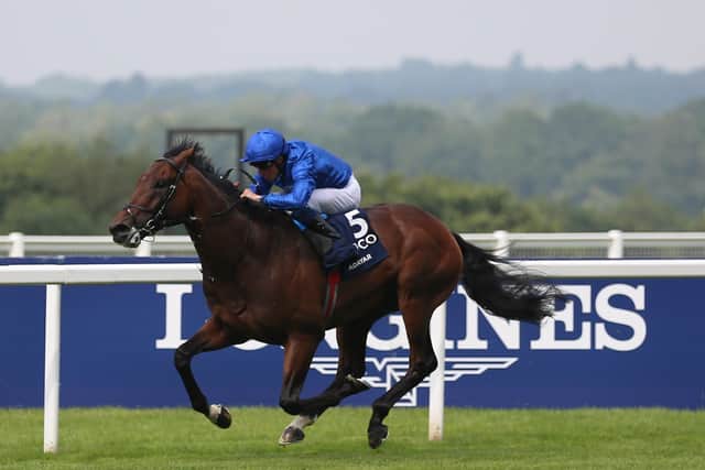 Adayar ridden by jockey William Buick on their way to winning the King George VI And Queen Elizabeth QIPCO Stakes