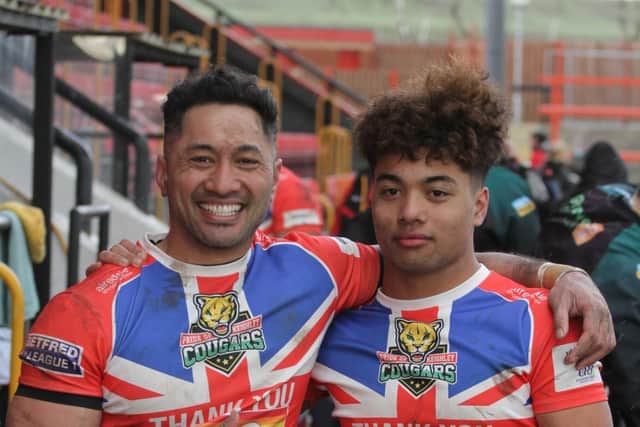 Keighley Cougars father and son Quentin and Phoenix Laulu-Togaga'e. (Jonny Tomes-Green)