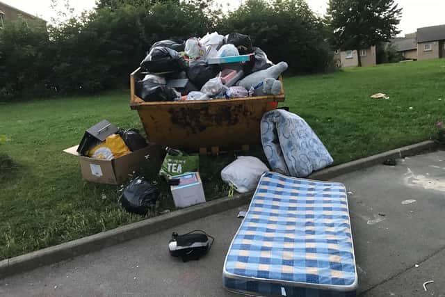 Rubbish left outside the block of flats (Pic: LDRS)
