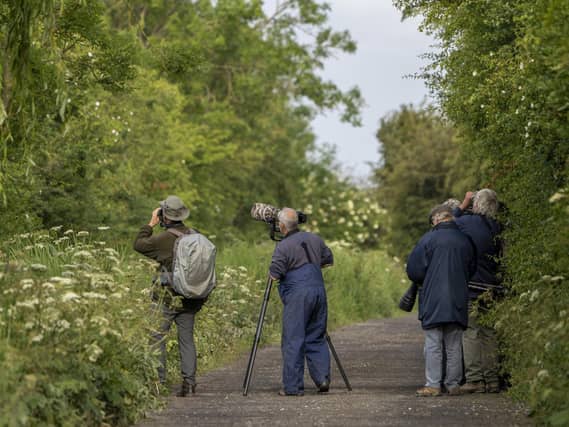Bird watchers at Far Ings Nature Reserve