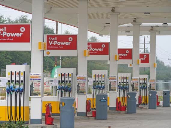 Closed pumps at a Shell petrol station